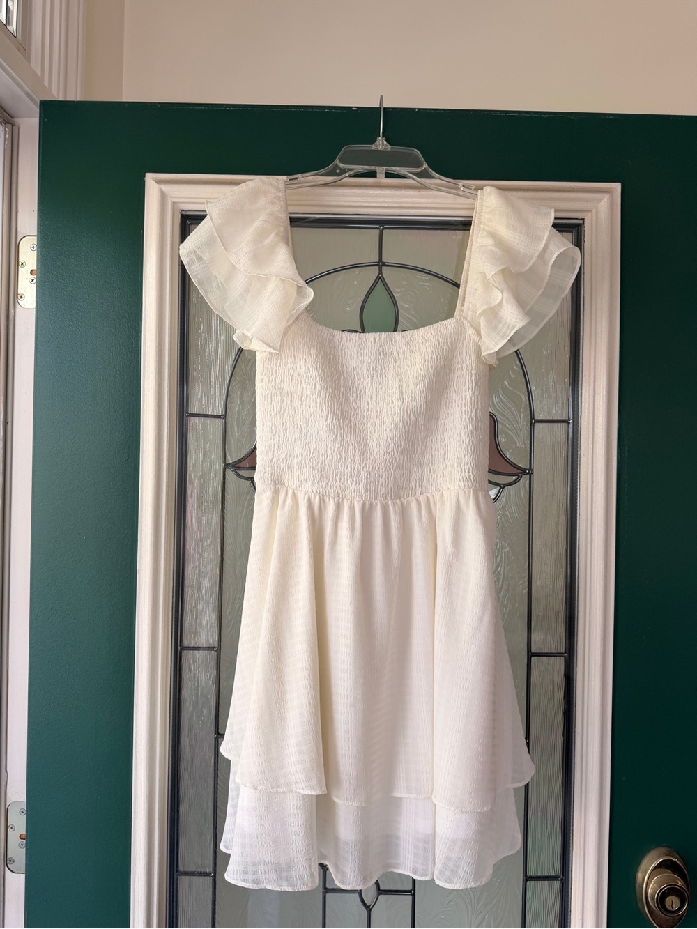 Altar'd State Cream Ruffle Sleeve Tiered Dress